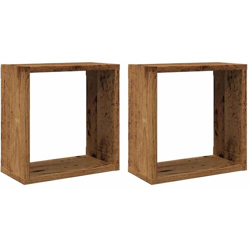  Kockaste zidne police 2 kom boja staro drvo 30x15x30 cm drvene Slike