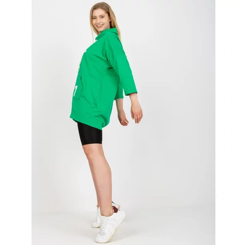 Fashion Hunters Green long plus size blouse with 3/4 sleeves