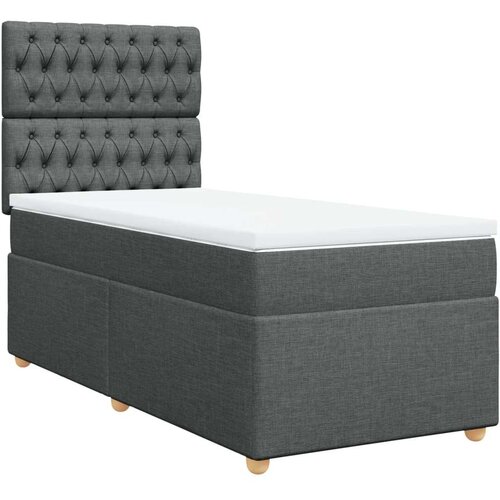 VidaXL Krevet s oprugama i madracem tamnosivi 100 x 200 cm od tkanine Slike