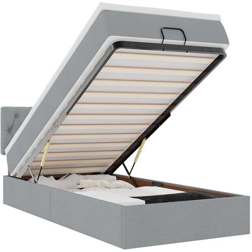 VidaXL otomanski okvir kreveta s madraca svijetlosivi 90x200cm tkanine Slike