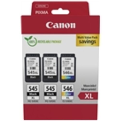 Canon PG-545XL x2 /CL-546XL Multi Pack/3-pakiranje/High Yield/črna, barvna (cianova, škrlatna, rumena)/originalna/kartuša s črnilom 8286B013 Cene