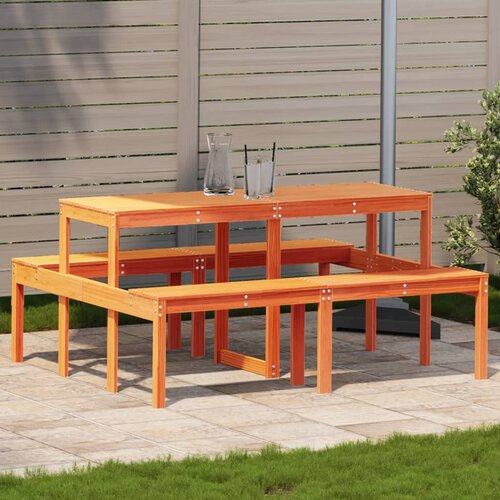 vidaXL Piknik miza voščeno rjava 160x134x75 cm trdna borovina Cene