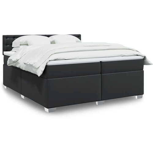 VidaXL Krevet s oprugama i madracem crni 200x200 cm od umjetne kože Slike