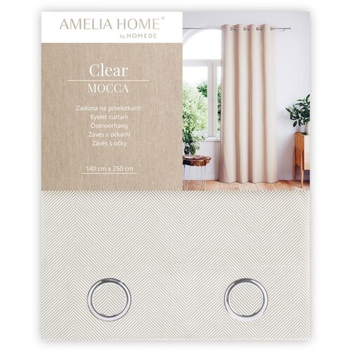  Curtain CLEAR color cappuccino printed theme boho style classic silver silver metal eyelets velvet 140x250 AmeliaHome Slike