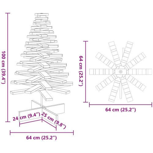 vidaXL Drveno ukrasno božićno drvce 100 cm od masivne borovine Cene