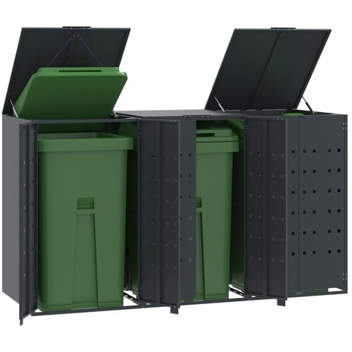 vidaXL Spremište za 3 kante za otpad antracit 207x79x117 cm čelično Cijene
