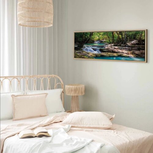  Slika - Nature: Forest Waterfall 150x50 U prirodnom drvenom okviru Cene