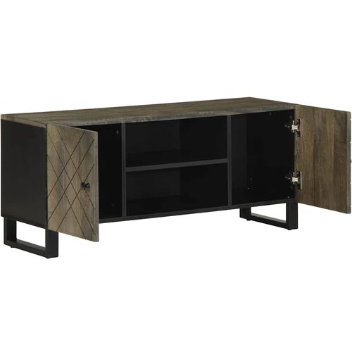 Maison Chic TV omarica - TV enota - Televizijska omarica črna 105x33x46 cm trden mangov les, (21700663) Slike