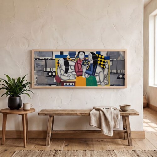 Wallxpert uramljena MDF slika ARTSNTMDL13, tri žene sa cvećem u kubističkom stilu, 33 x 70 cm Cene