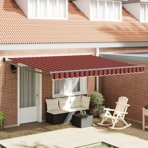 VidaXL Ročna retraktibilna tenda Rdeča in rjava 400x300 cm Slike