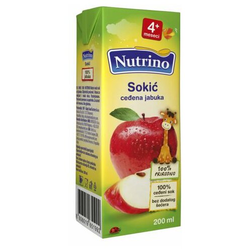 Nutrino sokić ceđena jabuka 200ml, 4m+ 1100300 Cene