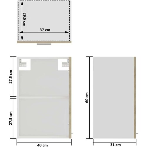 Viseča steklena omarica sonoma hrast 40x31x60 cm iverna plo&amp;scaron;ča, (20716769) Slike