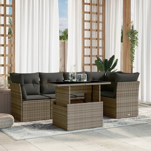vidaXL 6-dijelni set vrtnih sofa od poliratana s jastucima sivi Cijene