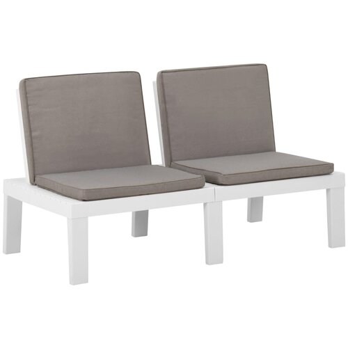VidaXL Vrtna klop z blazino plastika bela, (20980646) Slike