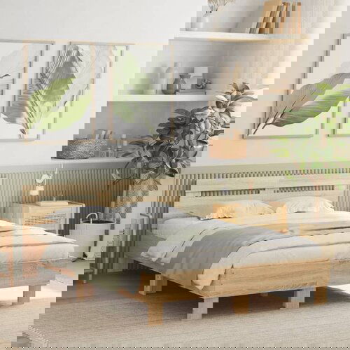 Furnova Posteljni okvir z vzglavjem in LED sonoma hrast 120x200 cm, (21941024) Slike