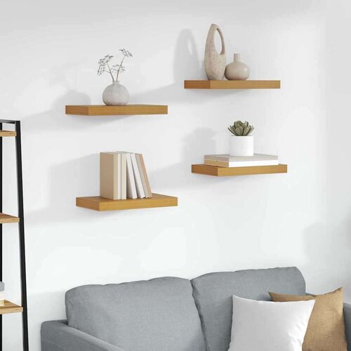  Polica na zidu 4 pcs Bež 40 x 23 5 x 4 cm Konstruirano drvo Cijene