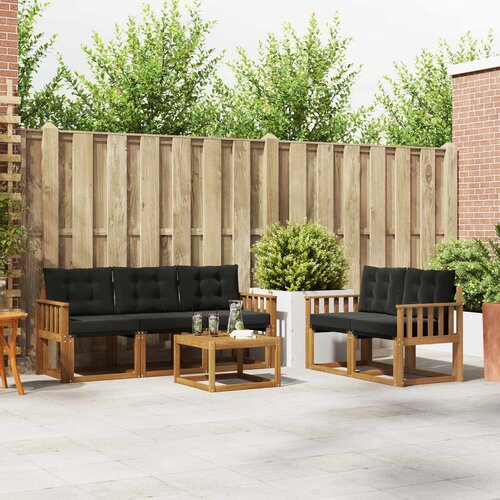  Set vanjskih sofa 6 kom. Prirodna i crna Cene