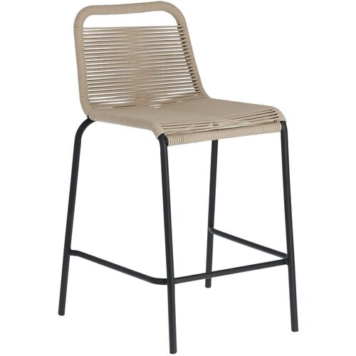 Kave Home bež barska stolica sa čeličnom konstrukcijom Glenville, visina 62 cm Slike