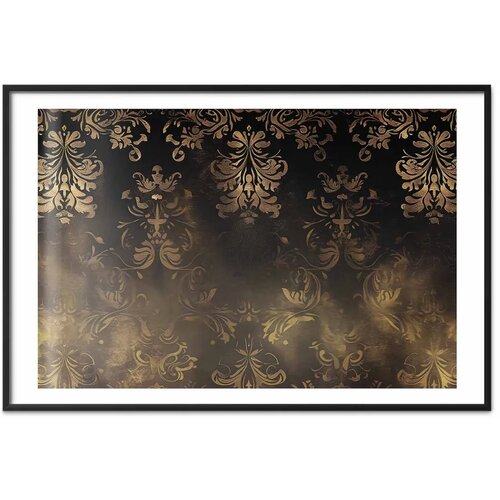  Plakat - Dark Baroque Patterns with Golden Accents 60x40 Crni okvir s margom Slike