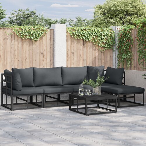 VidaXL Vrtna sedežna garnitura 6 pcs Črna 70 x 70 x 32 cm Aluminij Slike