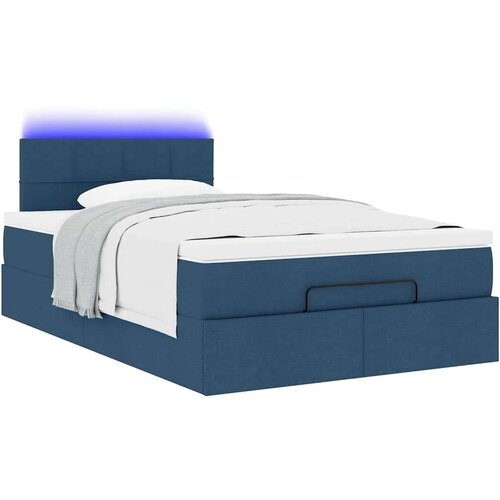 VidaXL Otomanski okvir kreveta s madraca plavi 120x190 cm od tkanine Slike