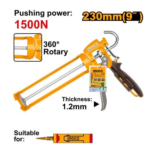 Ingco hcg1709 pitolj za silikon 230mm 1500n super ( HCG1709 ) Slike