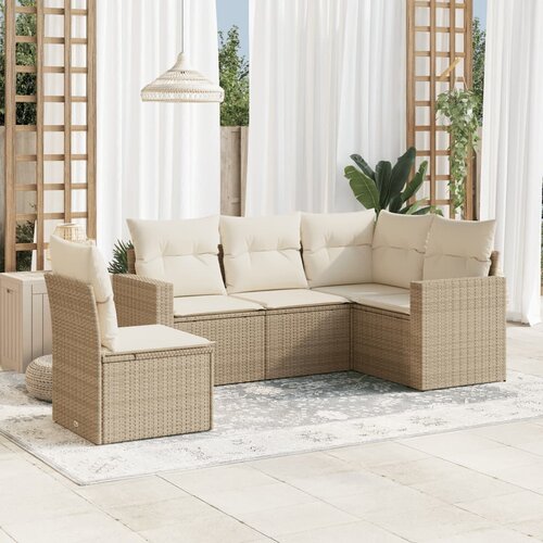  5-dijelni vrtni set sofa s jastucima bež od poliratana Cijene