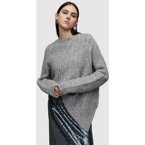AllSaints Vuneni pulover Selena boja: siva, topli, s poludolčevitom