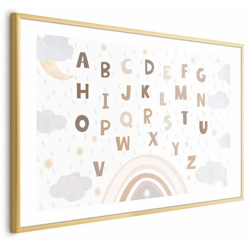 Plakat - Letters in Muted Colors 60x40 Zlatni okvir s margom Cene