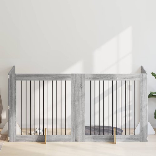 Vrata za pse s postoljem 4 pcs Siva sonoma 100 x 100 cm Cene