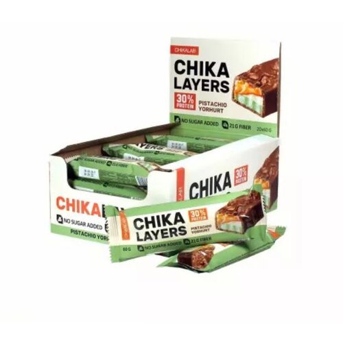 Chikalab Chica Layers Preliveni petoslojni proteinski bar sa punjenjem Pistaći jogurt 60g Cene