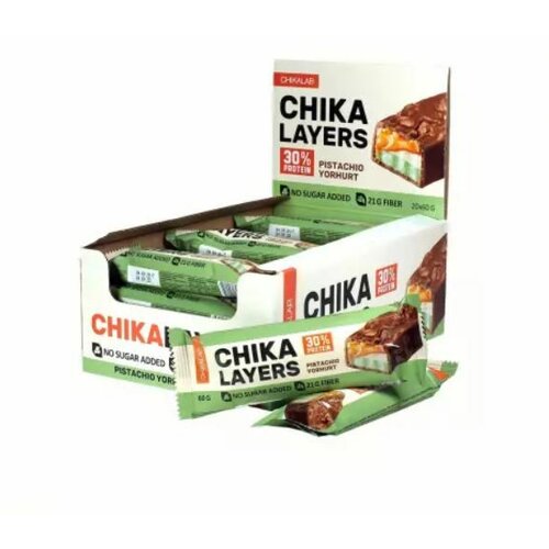 Chikalab Chica Layers Preliveni petoslojni proteinski bar sa punjenjem Pistaći jogurt 60g Cene