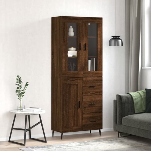 The Living Store Visoka komoda rjav hrast 69,5x34x180 cm inženirski les - Visoka Omarica, (21428906) Slike