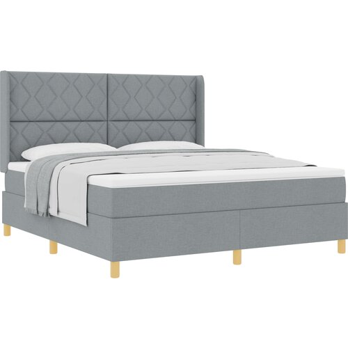 vidaXL Box spring postelja z ležiščem svetlo siva 180x200 cm tkanina, (22050563) Cene