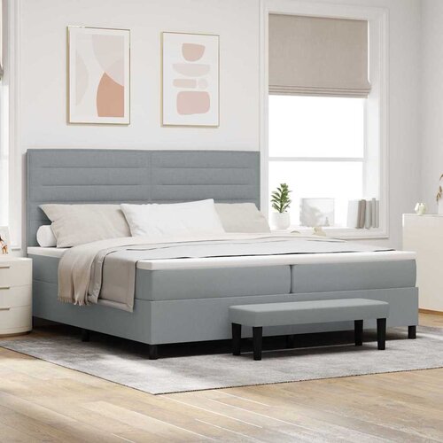  Krevet s opruga kutije Svijetlo siva 200 x 200 cm tkanina Cijene