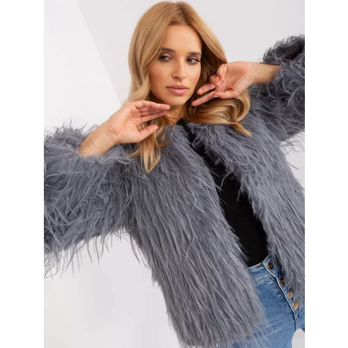Fashion Hunters Gray fur transitional jacket with pockets