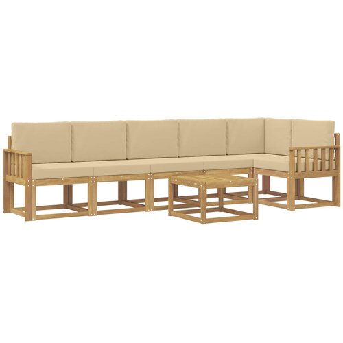 vidaXL Zunanja garnitura za sedenje 7 pcs Bela in bež Poliester, (5000281293) Cene