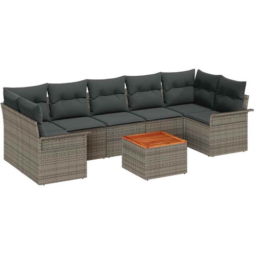  Sjedeća garnitura za vrt 8 kom. 7-Broj sjedala Siva poliratan 298 x 132.5 x 69 cm Slike