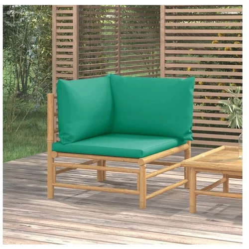  Vrtni kotni kavč z zelenimi blazinami bambus
