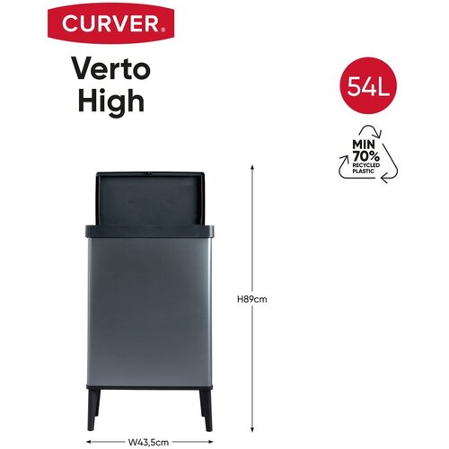 Curver Plava kanta za smeće na dodir od reciklirane plastike 54 l Verto High &amp;ndash; Slike