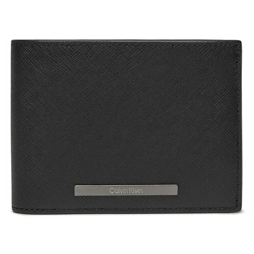 Calvin Klein Velika moška denarnica Modern Bar Trifold 10Cc W/Coin K50K511700 Črna