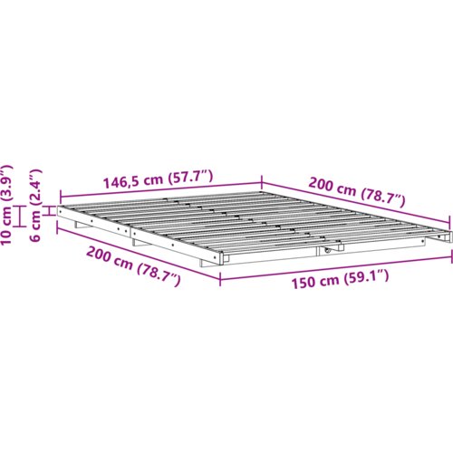 vidaXL Posteljni okvir Bela 150 x 200 cm Trdna borovina Cene