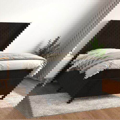 VidaXL Box spring krevet s madracem crni 90x190 cm bar&amp;scaron;unasti Slike