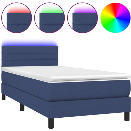  box spring s madracem LED plavi 90x190 cm od tkanine Slike
