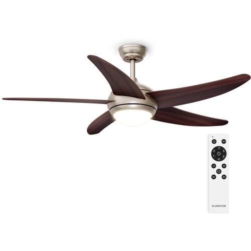 Klarstein Bolero stropni ventilator z lučjo | 132 cm | 35 W | Tiho delovanje | Les Cene