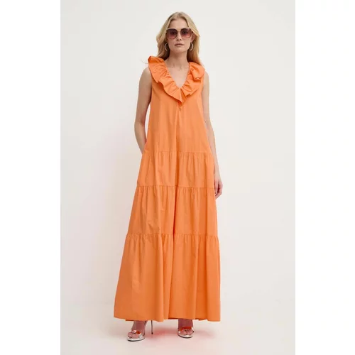 Silvian_Heach Bombažna obleka oranžna barva