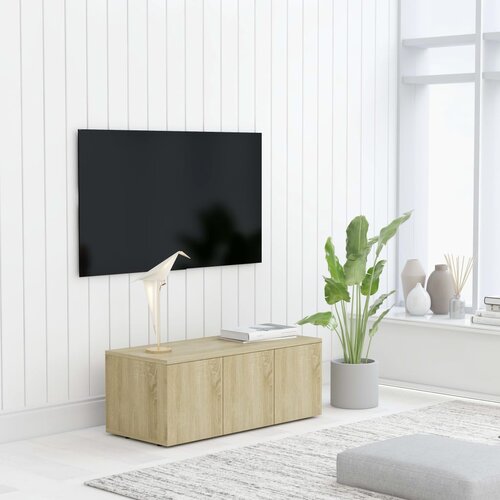 VidaXL TV omarica sonoma hrast 80x34x30 cm iverna plo&amp;scaron;ča Slike