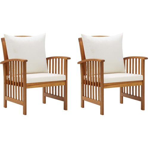 The Living Store Vrtni stoli z blazinami 2 kosa trden akacijev les - Vrtni Stol, (21480699) Cene