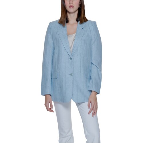 Vero_Moda Jakne & Blazerji Vmmindy Ls Loose Pinstripe Linen 10304657 Modra Cene