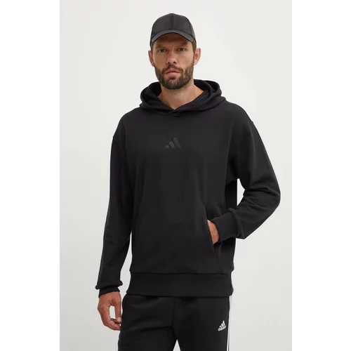 Adidas Bombažen pulover All SZN moški, črna barva, s kapuco, IX1248